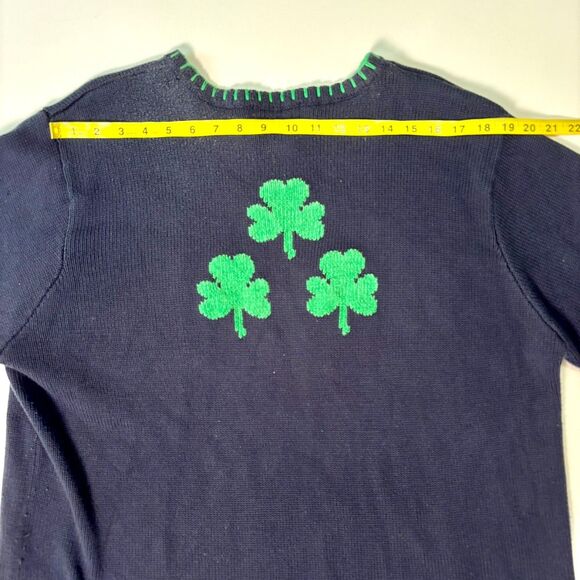 Quacker Factory Sweater Womens Plus 1X Navy Blue St Patricks Day Green Shamrock - Picture 14 of 16